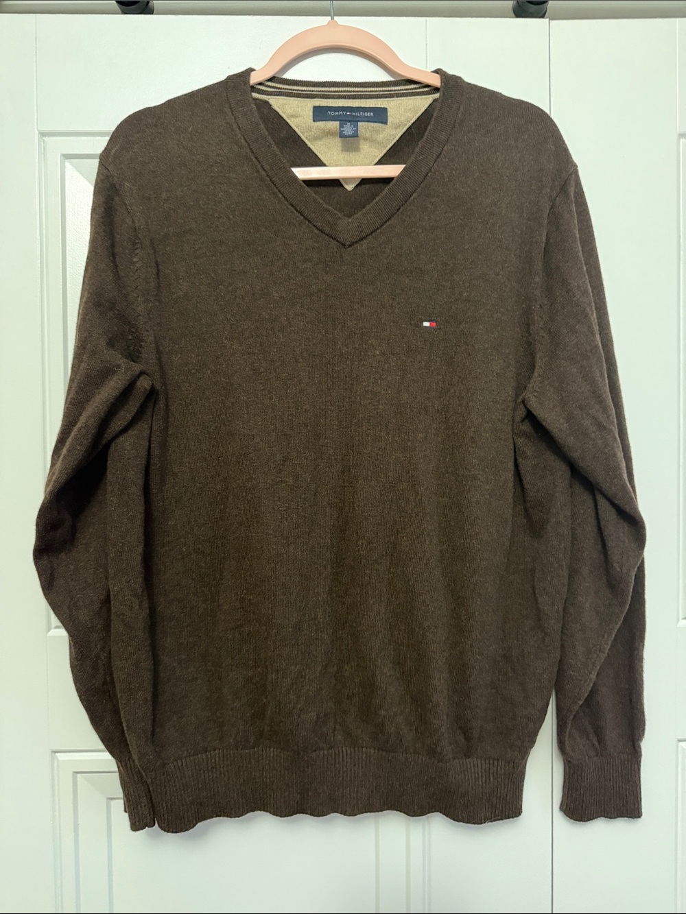 Tommy Hilfiger Men’s V-Neck Sweater in Brown